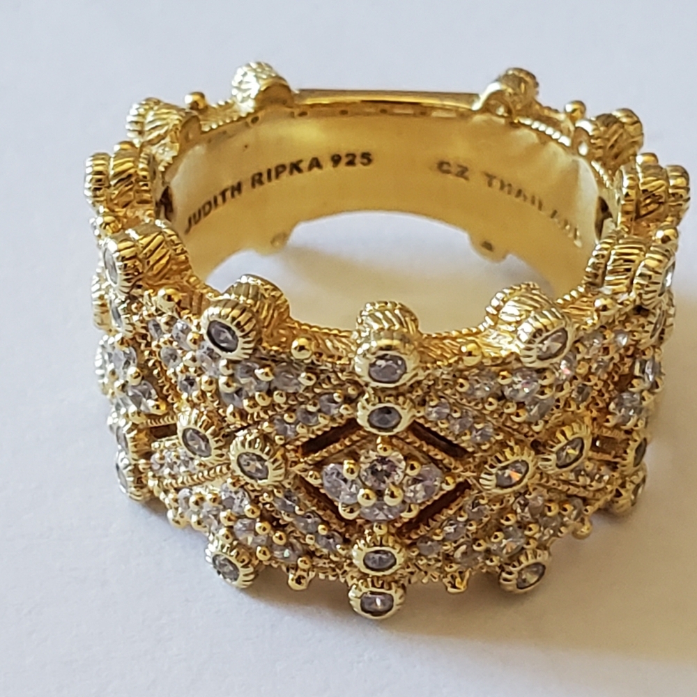 Judith Ripka Diamonique Wide-band Ring, Sz 7 - Picture 3 of 9